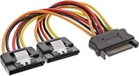 InLine SATA Strom-Y-Kabel, SATA Buchse an 2x SATA ST mit Lasche, 0,30m (29683C)