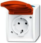 Busch-Jaeger 20 EW/DVN-53 SCHUKO Steckdose mit rotem Klappdeckel, Ocean (IP 44),
