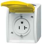 Busch-Jaeger 3016 EWN-53 Busch-Nema-Steckdose mit gelbem Klappdeckel, Ocean IP44,