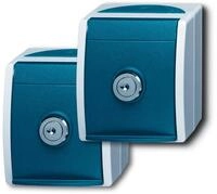 Busch-Jaeger 20/20 EWSL-53 2 SCHUKO&reg; Steckdosen, Grau/Blaugr&uuml;n, ocean&reg; (IP 44)