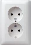 Gira 078004 SCHUKO-Doppelsteckdose 16 A 250 V~ mit angeformtem Abdeckrahmen Standard