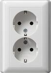 Gira 078003 SCHUKO-Doppelsteckdose 16 A 250 V~ mit angeformtem Abdeckrahmen Standard