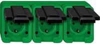 Merten 229377 SCHUKO-Dreifach-Steckdose, Agrar, 16A, AC 250V, IP44, gr&uuml;n