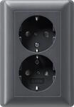 Gira 078328 SCHUKO-Doppelsteckdose 16 A 250 V~ mit integriertem erh&ouml;hten