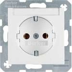 Berker 47508989 Steckdose SCHUKO mit Beschriftungsfeld, S.1, polarwei&szlig; gl&auml;nzend
