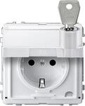 Merten MEG2316-7219 SCHUKO Steckdose mit Klappdeckel und Schriftfeld, Aquadesign,