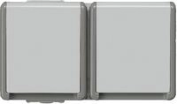 Siemens 5UB4722 DELTA fl&auml;che Schuko-Steckdose 2-fach, IP44, AP, dgr/hgr, waagerecht