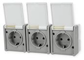 Siemens 5UB4731 DELTA fl&auml;che Schuko-Steckdose IP44 AP dgr/hgr 3-fach waagrecht