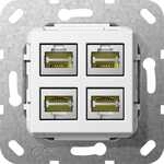 Gira Einsatz Modular Jack RJ45 Cat. 6A 10 GB Ethernet 4fach Schneidklemmtechnik,