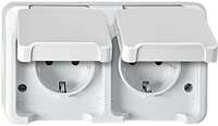 Merten MEG2320-8019 SCHUKO-Doppel-Steckdose, Aquastar, 16 A, AC 250 V, waagerecht