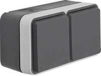 Berker 47843515 Steckdose SCHUKO, 2fach, waagerecht, mit Klappdeckel, Aufputz, W.1,