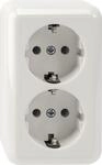MertenMEG2421-8719 SCHUKO-Doppel-Steckdose, Aufputz, IP20, polarwei&szlig;