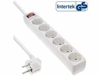 InLine® Steckdosenleiste, 6-fach Schutzkontakt, mit Schalter, 5m, weiß (16465S)