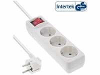 InLine® Steckdosenleiste, 3-fach Schutzkontakt mit Schalter, 5m, weiß (16435T)