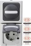 Kopp Aus-/Wechselschalter-Steckdosenkombination, Blue Electric, Grau (130856009)