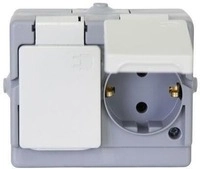 Kopp AP-FR Steckdose 2fach Waagrecht grau (130248006)