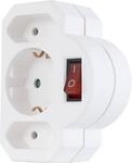 REV Steckdosen-Adapter 2+1-Fach mit Schalter, 2xEurostecker+1xSchukostecker, wei&szlig;