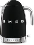 Smeg KLF04BLEU 50s Style Wasserkocher, 2400W, 1,7 L, 7 Temperaturstufen, schwarz