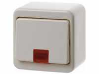 Berker 301640 Kontroll-Wippschalter mit roter Linse, Aufputz, weiß
