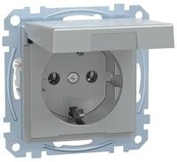 Merten MEG2311-0460 SCHUKO Steckdose mit Klappdeckel, System M, Steckklemmen,