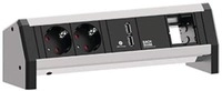Bachmann Steckdoseneinheit DESK, 2xSchuko, 1xUSB Charger, 1xABD GST18, aluminium