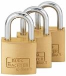 Burg W&auml;chter Trio 222 20 SB Vorh&auml;ngeschloss-Set, Messing (29921)