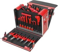 Cimco 1.000 V Leder-Werkzeugkoffer Elektro-Sicherheit, 53-teilig, schwarz/rot