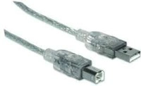 MANHATTAN Hi-Speed USB Kabel Durchsicht. Silber 5m