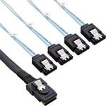 InLine SAS Anschlusskabel, Mini SAS SFF8087 an 4x SATA, Crossover, OCF, 0,75m (27610)