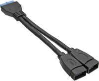InLine USB 3.0 Adapterkabel, 2x Buchse A auf Pfostenanschluss 19polig, 0,15m (33445I)
