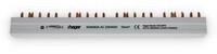 Hager KDN363A Phasenschiene, 3-polig, 63A, Gabel, 10mm&sup2;, 12 Module, L&auml;nge 210mm