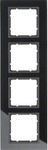 Berker 10146616 Glasrahmen, 4fach, B.7, Glas schwarz/anthrazit matt