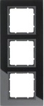 Berker 10136616 Glasrahmen, 3fach, B.7, Glas schwarz/anthrazit matt