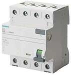 Siemens 5SV36446 FI-Schutzschalter, 4-polig, Typ A, 40A, 300mA, 400V