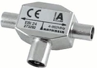 Kathrein EBI24 T-Stecker TV, 4-862 MHz, Eingang: 1 x IEC-Bu, Ausg&auml;nge: 2 x IEC-Sti,