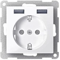 Merten MEG2366-0319 Schuko-Steckdose mit USB Ladeger&auml;t, System M, polarwei&szlig;