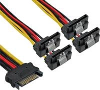 InLine SATA Strom-Y-Kabel, SATA BU/4x SATA ST gew., m. Laschen, 0,15m (29683V)