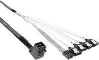 InLine Mini SAS HD Kabel, SFF-8643 gewinkelt zu 4x SATA + Sideband, 0,5m (27631A)