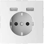 Merten Schuko-Steckdosen-Einsatz mit USB Ladeger&auml;t 2,4 A, System Design, lotoswei&szlig;