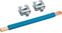 Hager N75B Kupferschiene, blau, lamelliert, LxBxH 180x9x6mm, mit 2x Klemmen bis