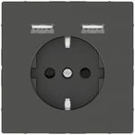 Merten Schuko-Steckdosen mit USB Ladeger&auml;t 2,4 A, System Design, anthrazit
