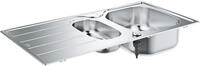 GROHE K200 Edelstahlsp&uuml;le mit Abtropffl&auml;che, 965x500mm, 1,5 Becken, Edelstahl
