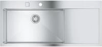 GROHE K1000 Edelstahlsp&uuml;le mit Abtropffl&auml;che, 1160x520mm, Becken links, Edelstahl