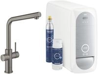 GROHE Blue Home Starter Kit, L-Auslauf, Bluetooth/WIFI, hard graphite geb&uuml;rstet