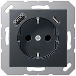 Jung A1520-15CAANM SCHUKO Steckdose mit USB-Ladeger&auml;t, Serie A/AS, anthrazit matt