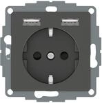 Merten MEG2366-0414 Schuko-Steckdosen-Einsatz mit USB Ladeger&auml;t 2,4 A, System M,