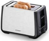 Cloer 3569 King-Size-Toaster, Br&ouml;tchenaufsatz, Kr&uuml;melschublade, 850-1000 W,