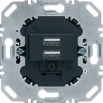 Hager USB Ladesteckdose 230V, 2fach, 3.0A, eckiger Tragring, anthrazit matt (260205)