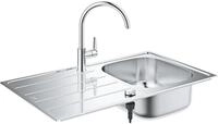 GROHE Bau Set aus Sp&uuml;le und K&uuml;chenarmatur, hoher Auslauf, Einlochmontage,...