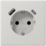 Jung LS1520-15CALG SCHUKO Steckdose mit USB-Ladeger&auml;t, Serie LS, lichtgrau